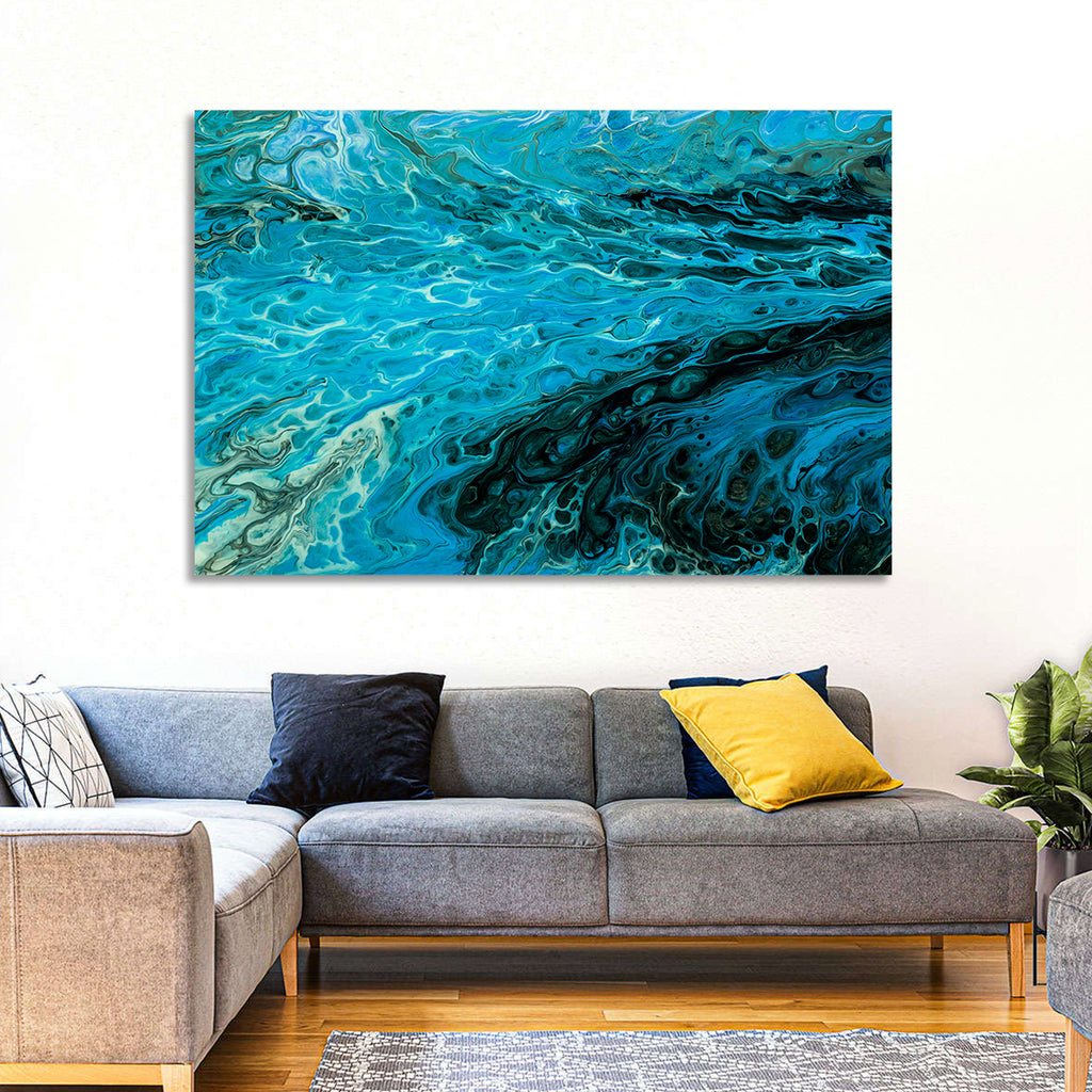 Liquid Marble Blue Abstract Wall Art