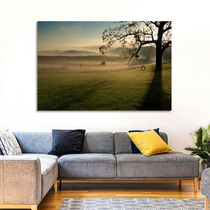 Tire Swing in Morning Mist Wall Art