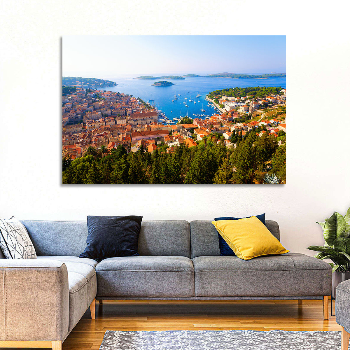 Hvar Harbor Aerial View Wall Art