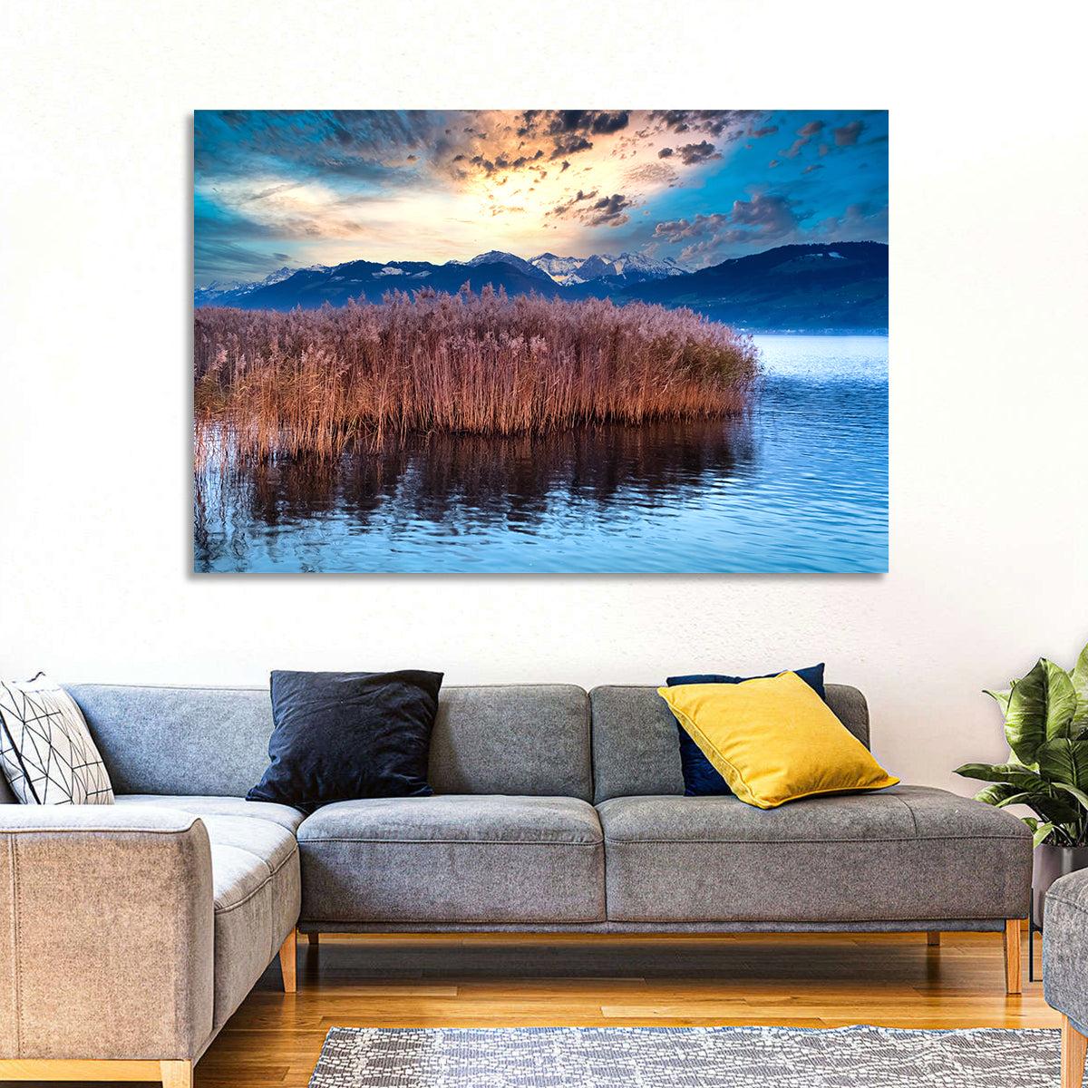 Lake Obersee Reeds at Dusk Wall Art