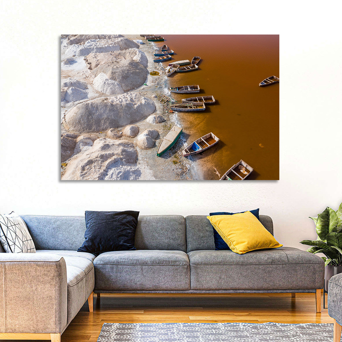 Lac Rose Boats and Salt Mounds Wall Art