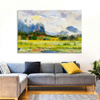 Summer Meadow Watercolor Landscape Wall Art