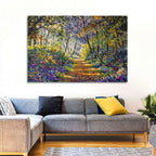 Sunlit Forest Path with Wildflowers Wall Art