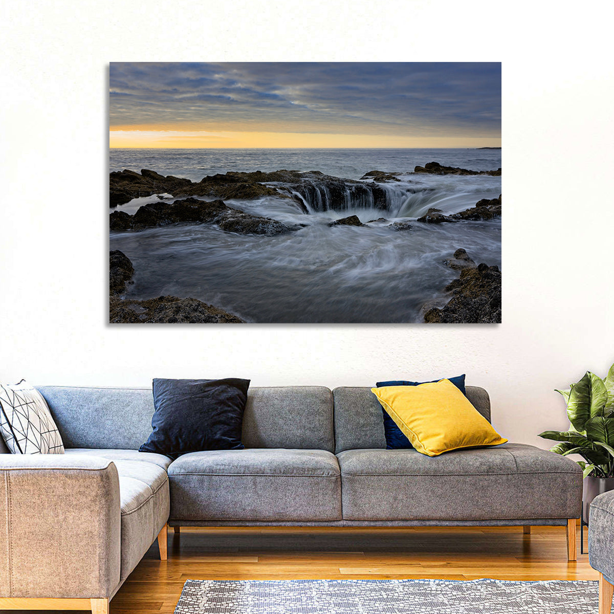 Thor's Well at Cape Perpetua Wall Art in a room, landscape