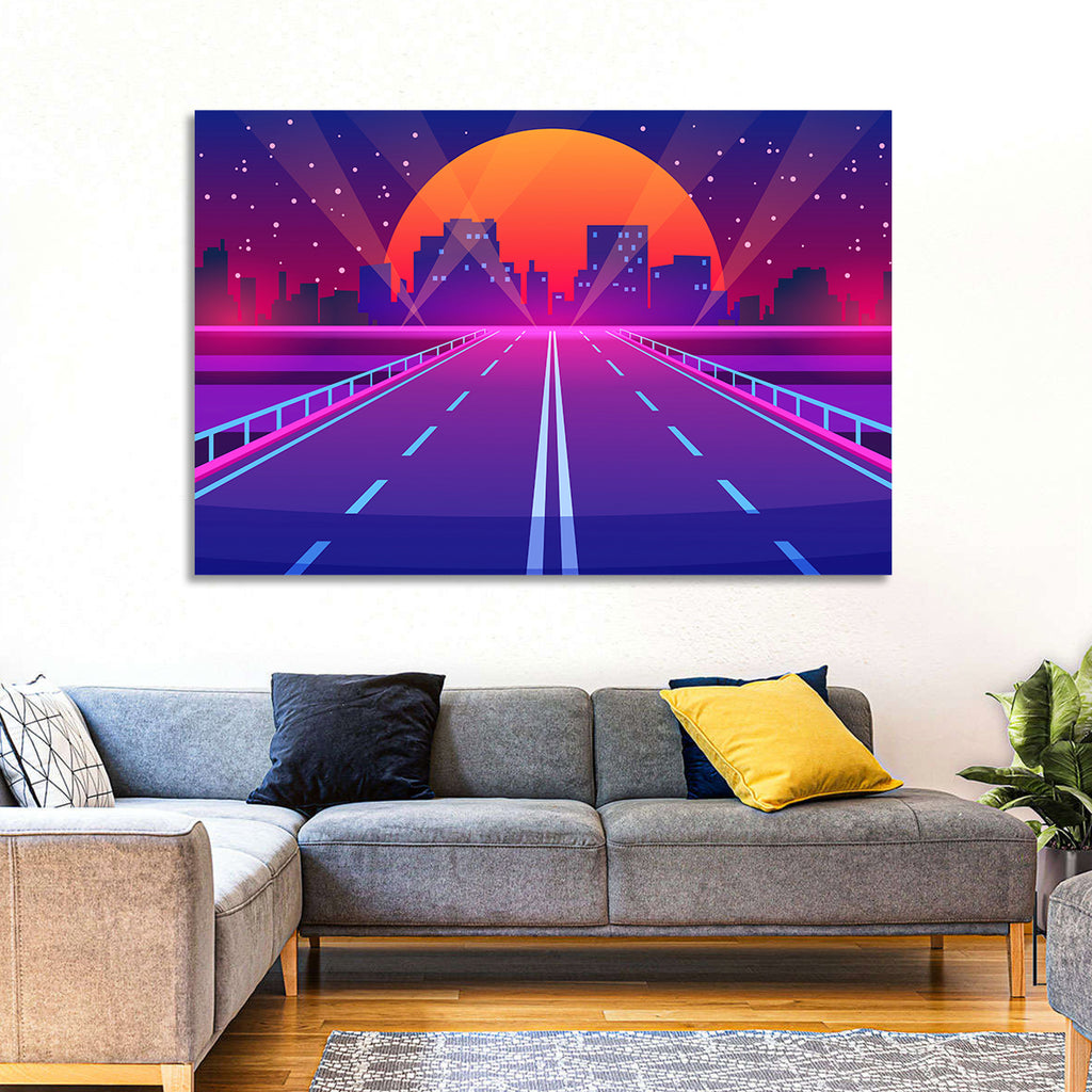 Dusk Highway Cityscape Wall Art