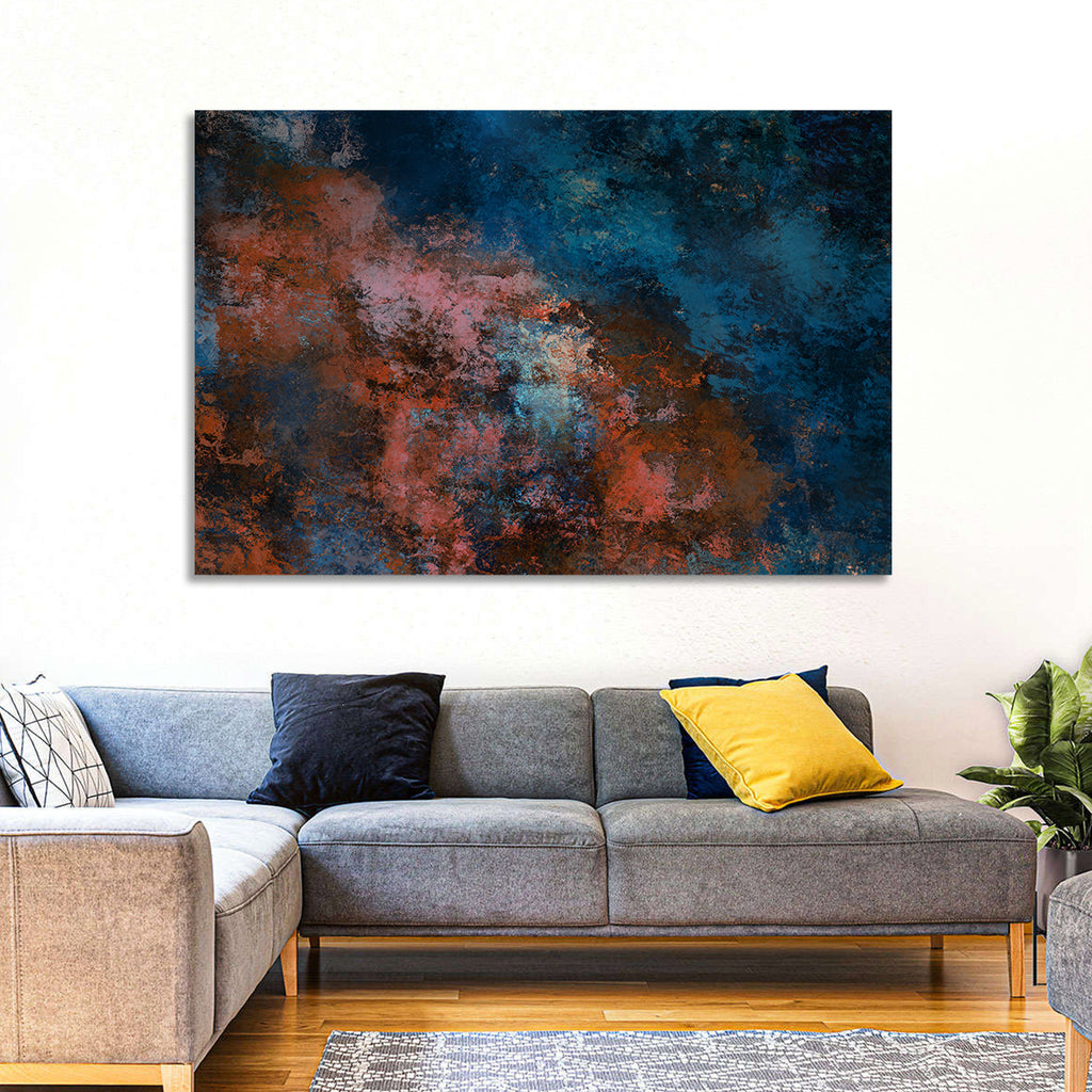 Blue to Rust Color Field Wall Art