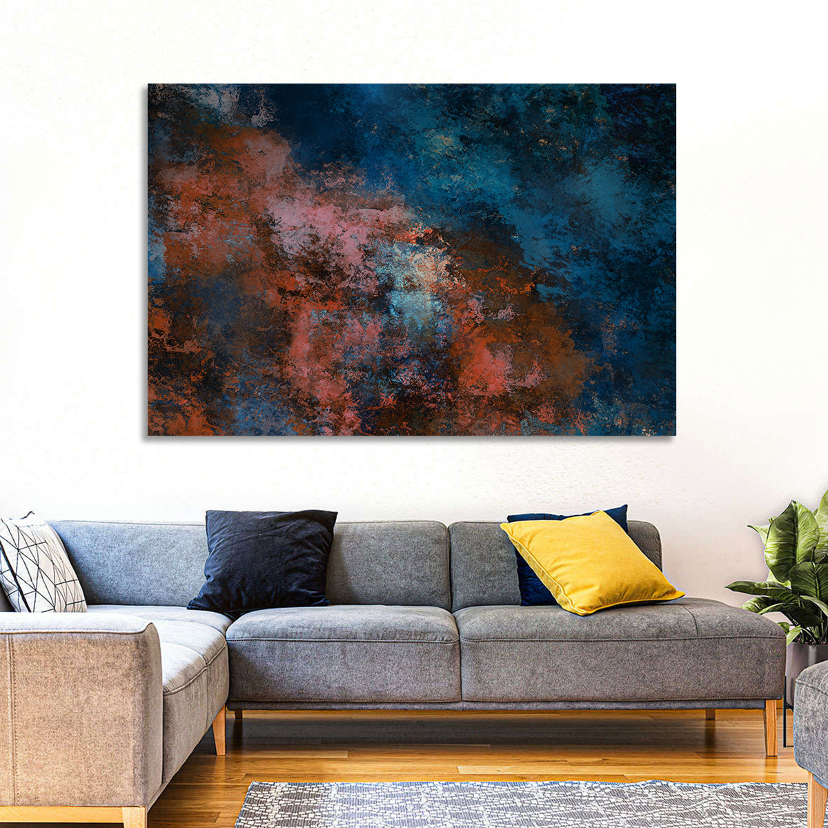Blue to Rust Color Field Wall Art