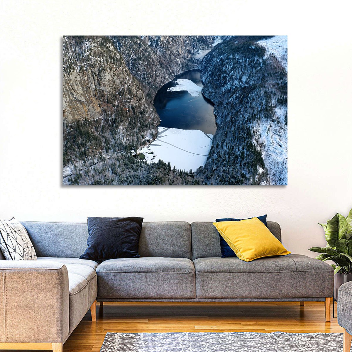 Toplitz Lake Winter Aerial Wall Art