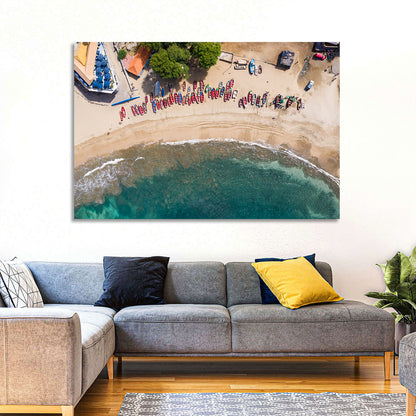 Aerial Tarrafal Beach Fishing Boats Wall Art