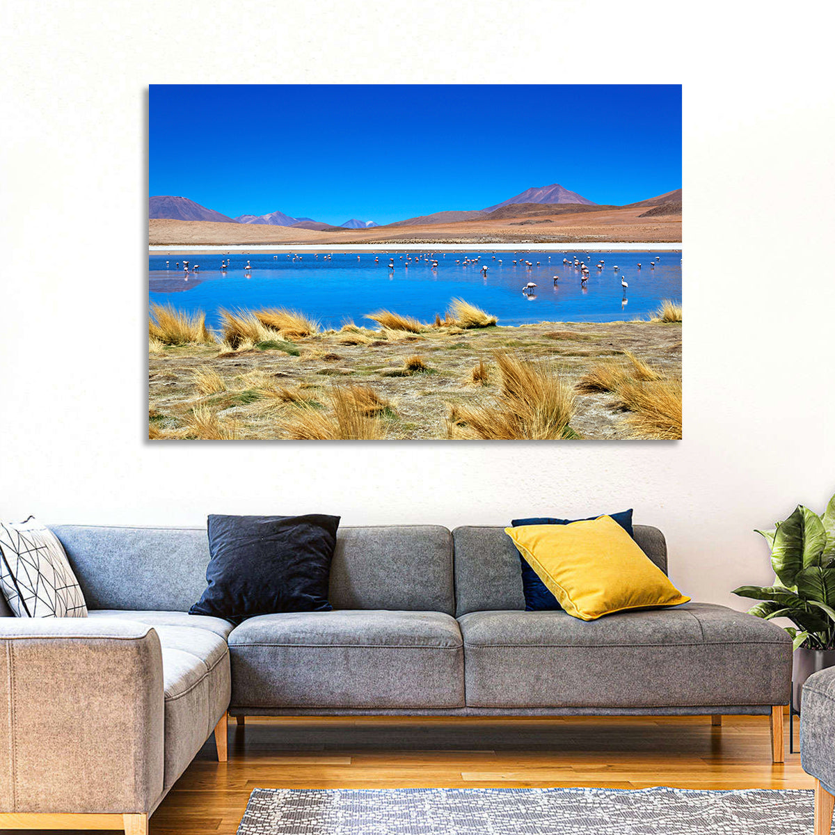 Laguna Flamingo Lake Wall Art in a room, landscape