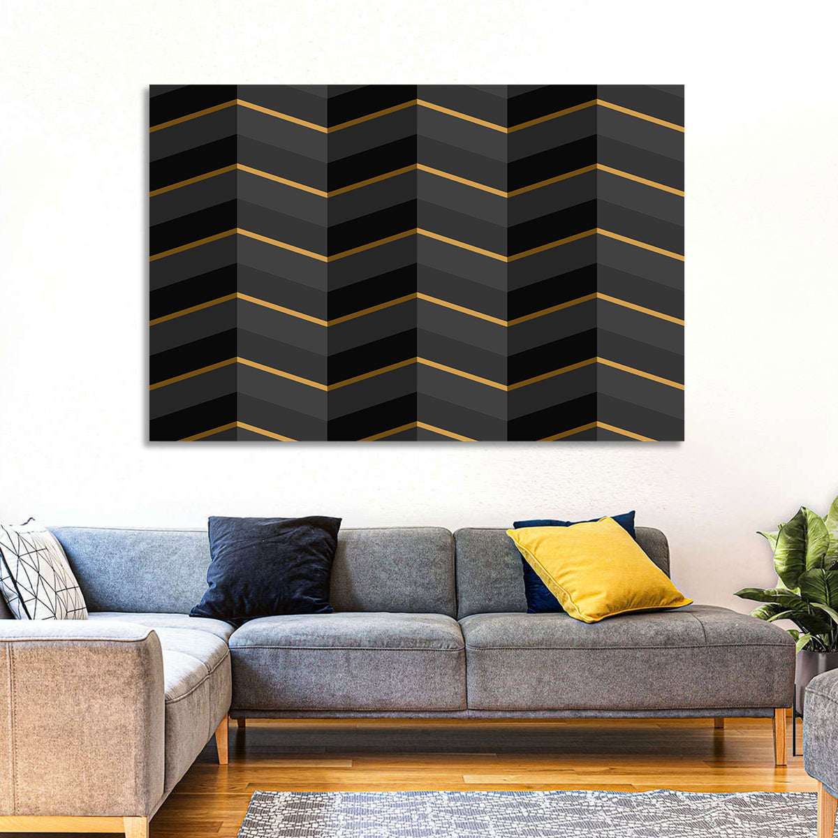 Black Stripes with Gold Accents Wall Art
