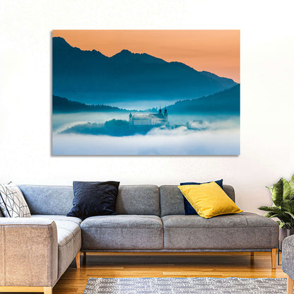Benediktbeuern Abbey in Morning Fog Wall Art