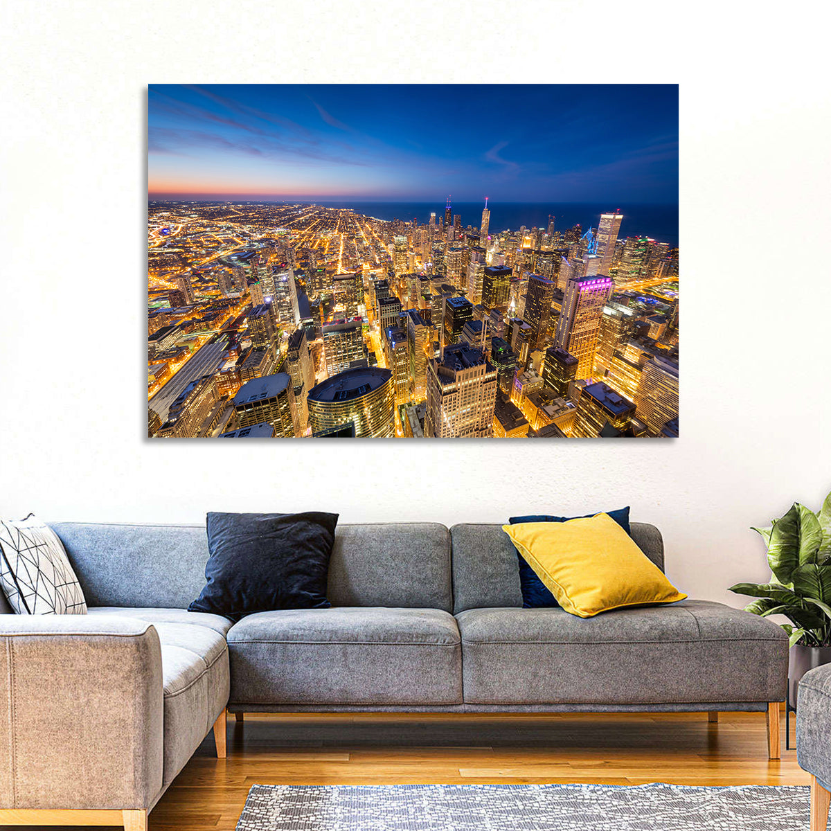 Aerial Chicago Nightscape Wall Art