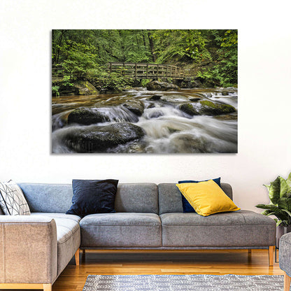 Stock Ghyll Footbridge Forest Stream Wall Art