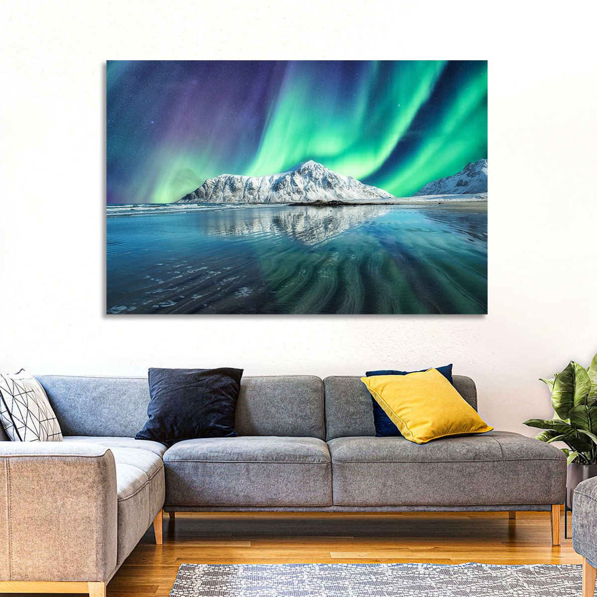 Aurora Over Skagsanden Beach Wall Art