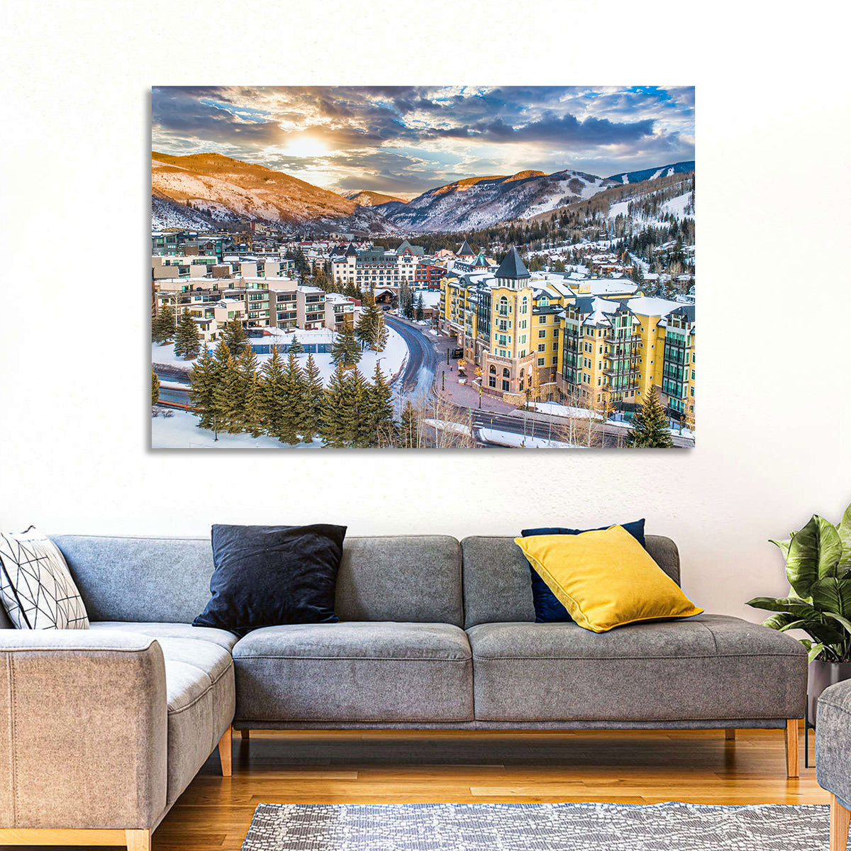 Vail Village Skyline Wall Art in a room, landscape