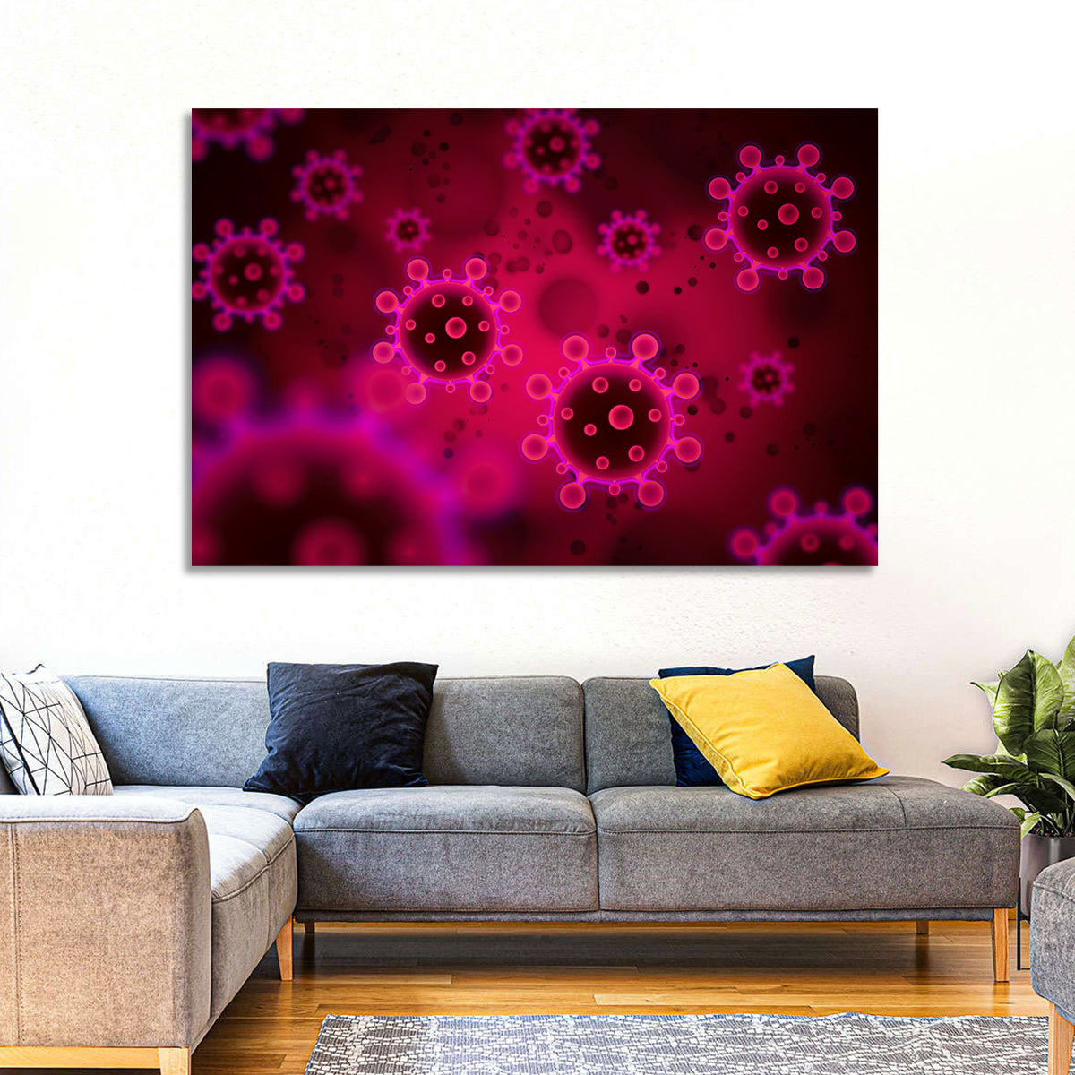 Microscopic Virus Particle Study Wall Art in a room, landscape