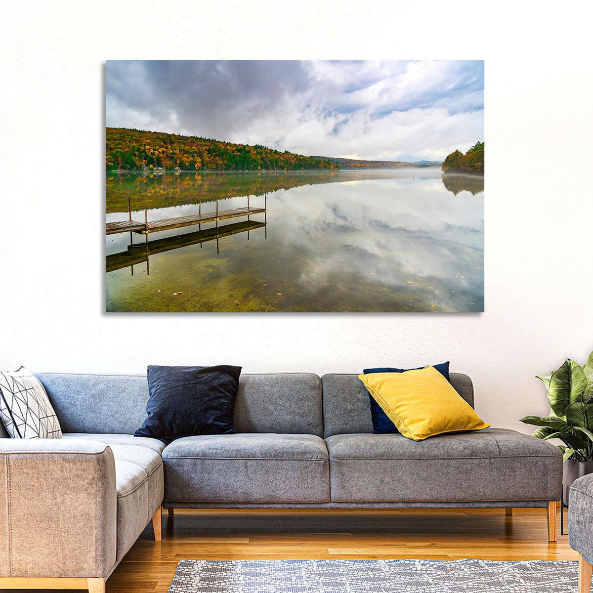 Misty Dock at Lake Squam Wall Art