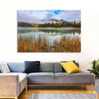 Pyramid Mountain with Golden Grasses Wall Art