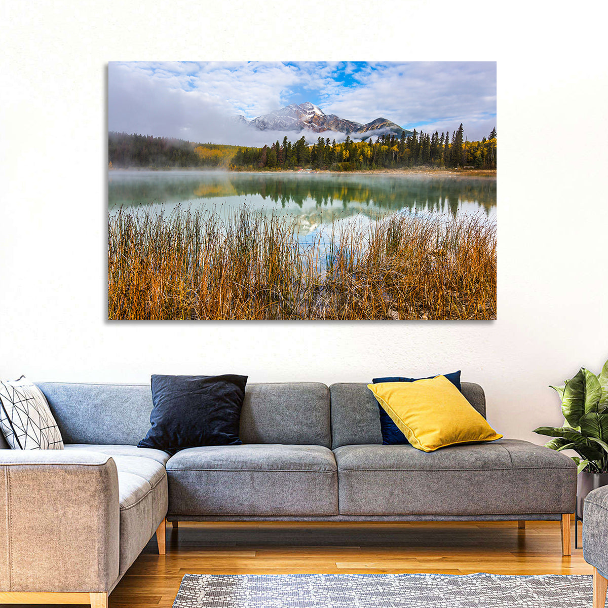 Pyramid Mountain with Golden Grasses Wall Art