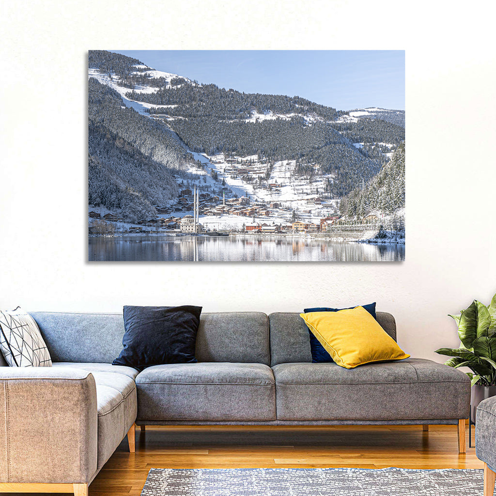 Uzungöl Winter Lake Reflection Wall Art