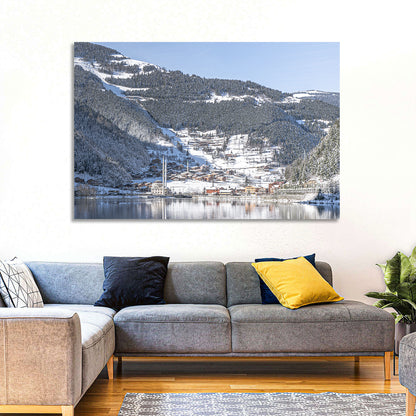Uzungöl Winter Lake Reflection Wall Art