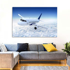 Commercial Jet Above Clouds Wall Art
