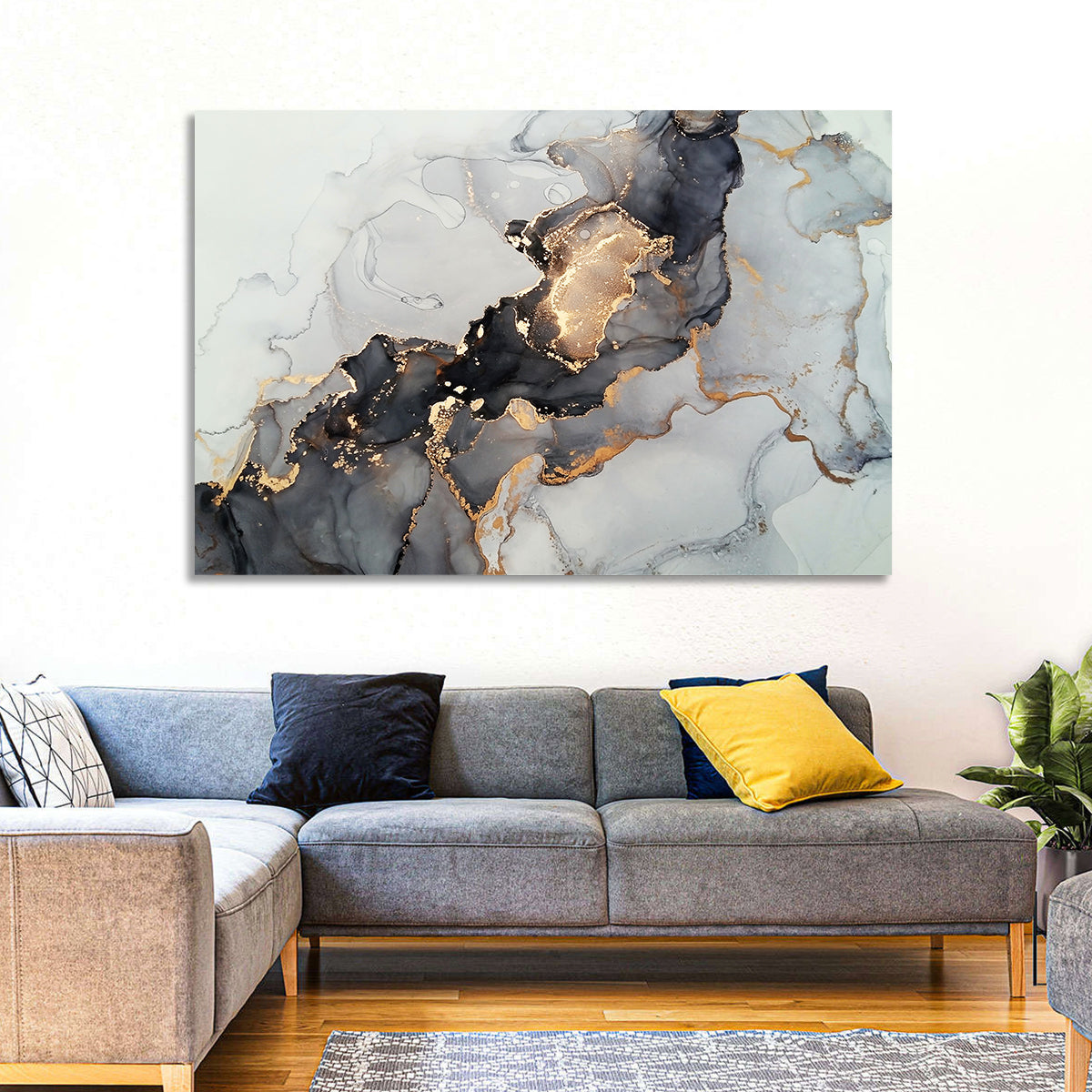 Black Fire Marble Abstract Wall Art