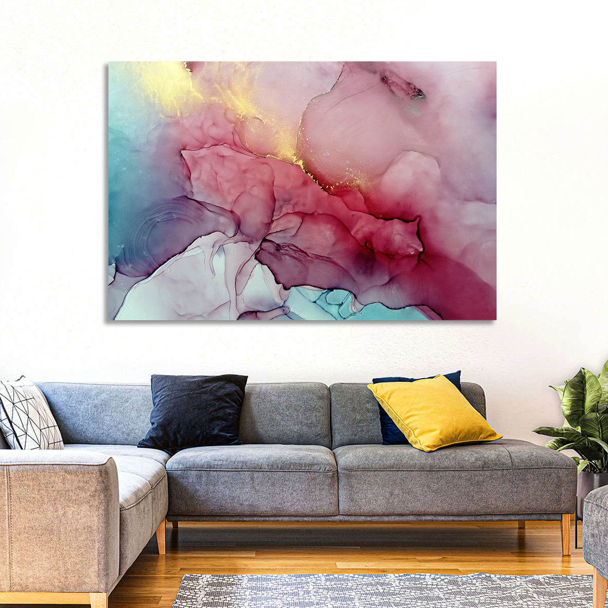 Pink and Gold Fluid Abstract Wall Art