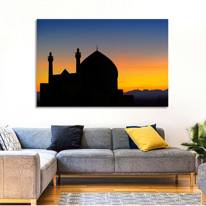 Isfahan Mosque Silhouette at Dusk Wall Art