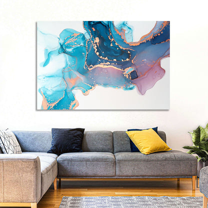 Fluid Ink with Metallic Gold Accents Wall Art