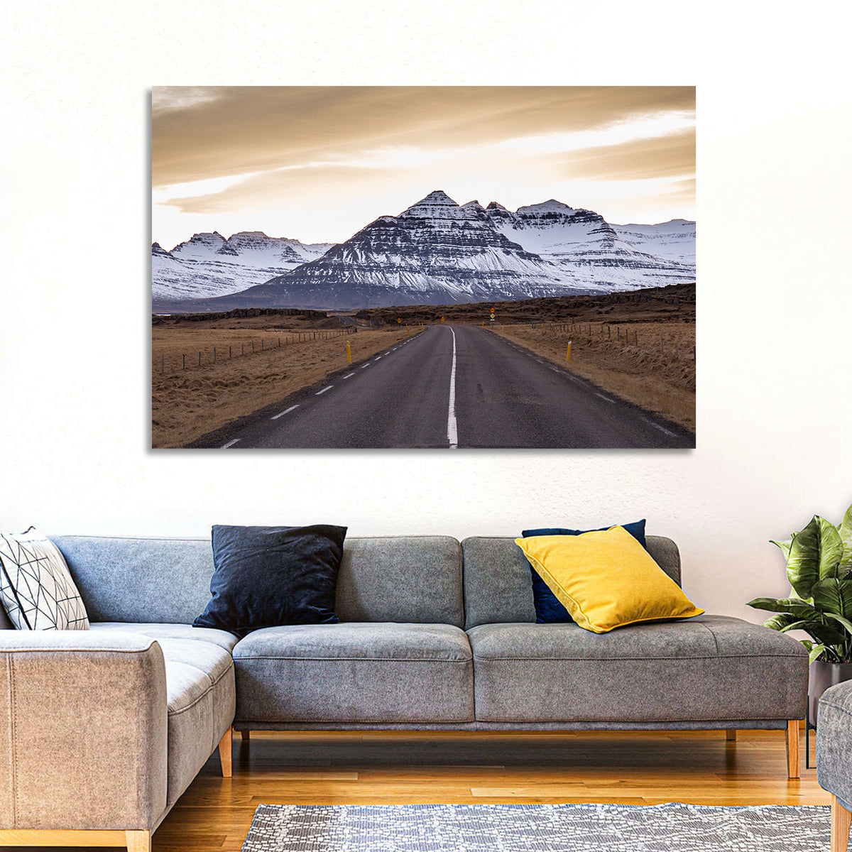 East Fjords Road at Dusk Wall Art in a room, landscape