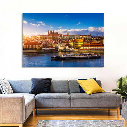 Prague Castle Golden Hour River View Wall Art