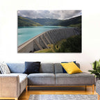Curved Dam on Turquoise Lake Wall Art