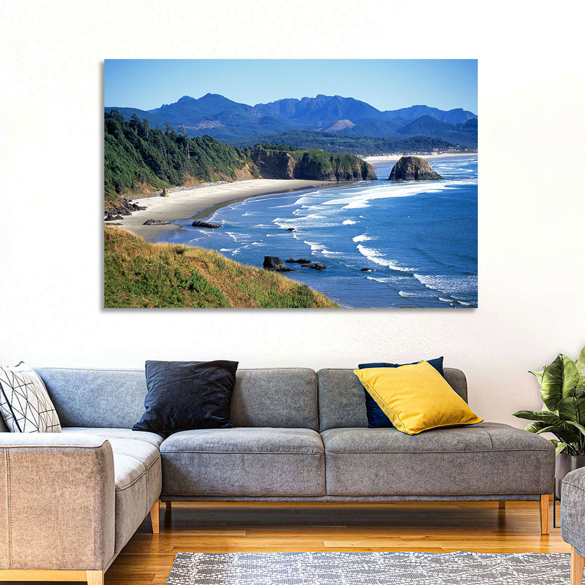 Ecola State Park Coastline Wall Art in a room, landscape