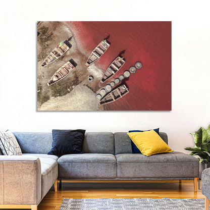 Wooden Boats on Lake Retba Wall Art