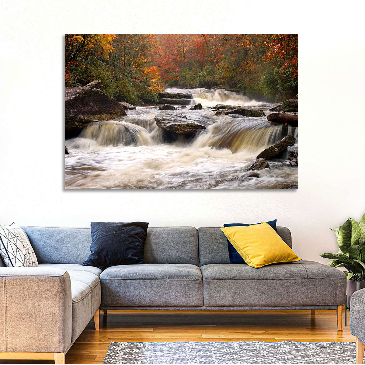 Carolina River in Autumn Wall Art in a room, landscape