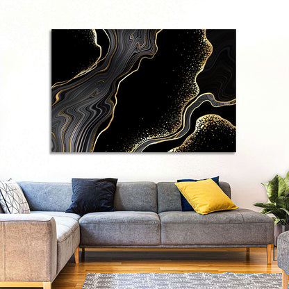 Black Marble with Gold Veins Wall Art