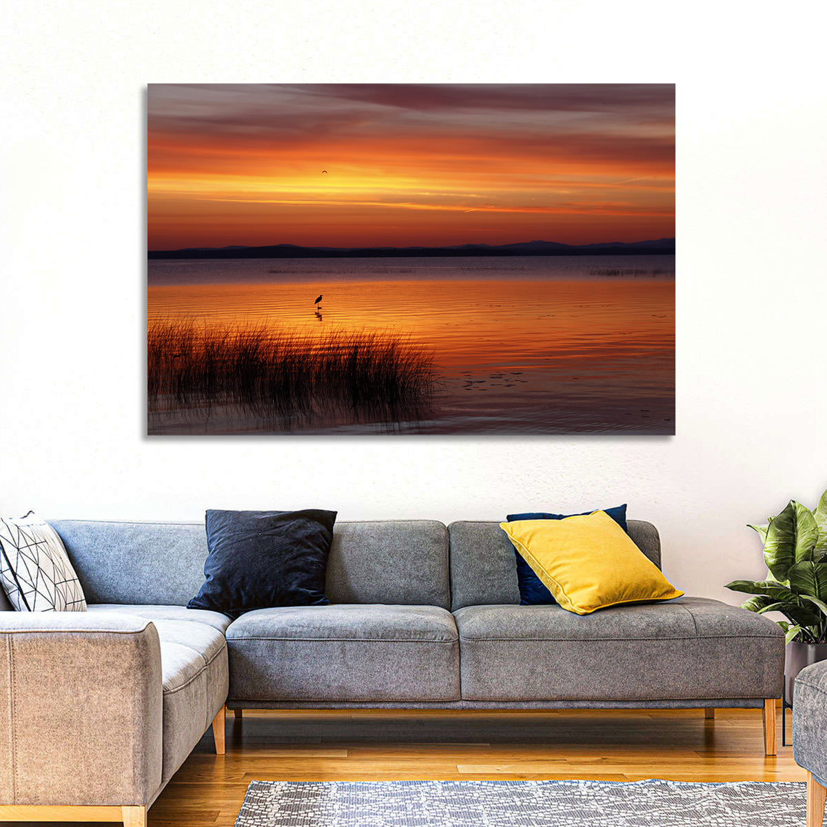 Lake Champlain Sunrise with Heron Wall Art