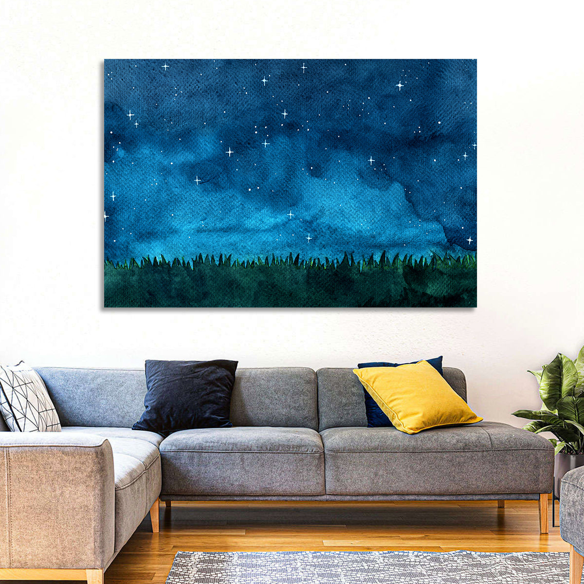 Starry Meadow Nightscape Wall Art