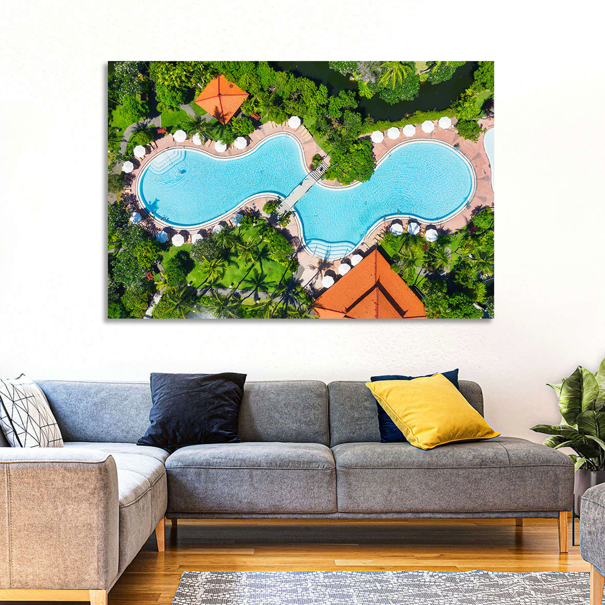 Aerial Figure Eight Resort Pool Wall Art