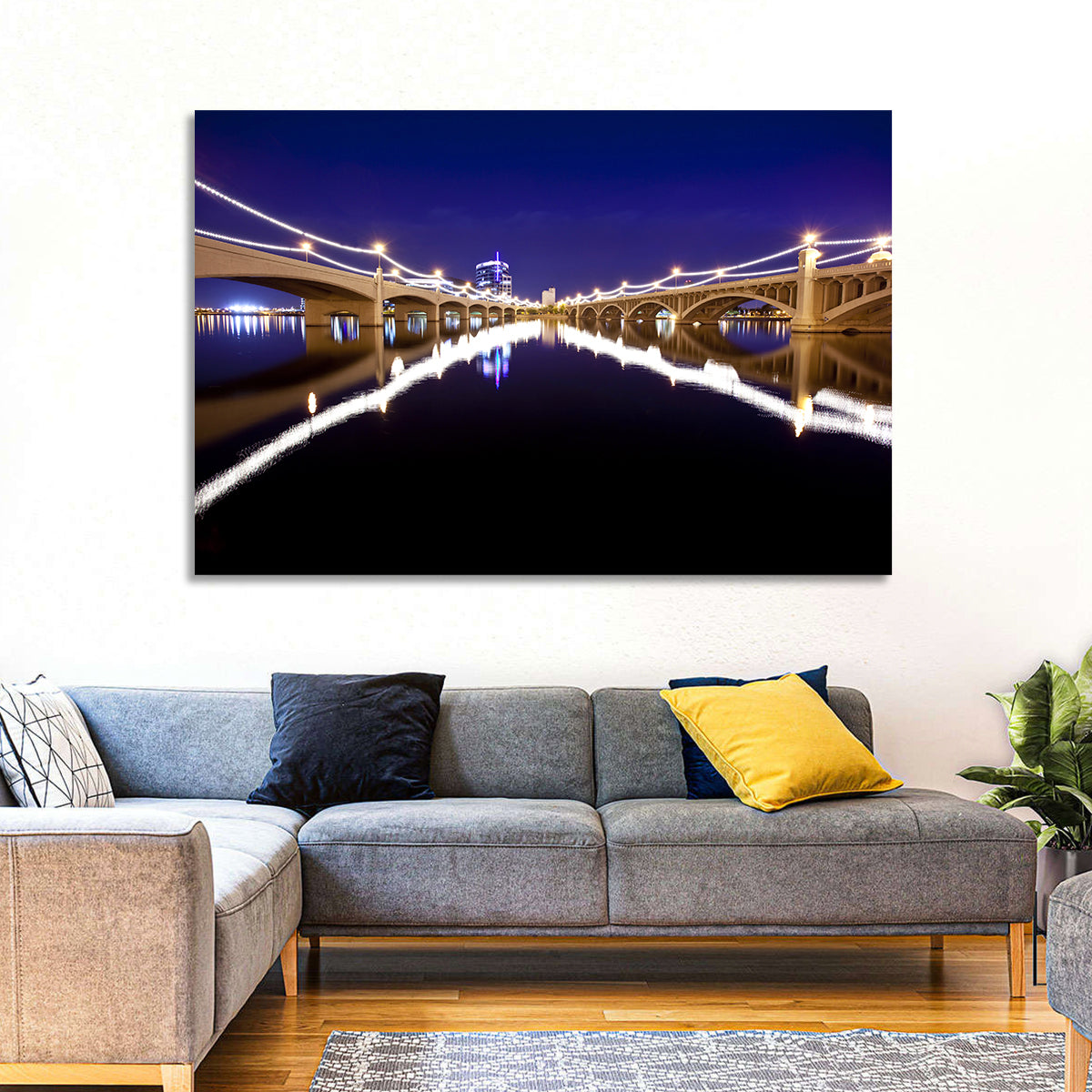 Mill Avenue Bridge Night Reflections Wall Art