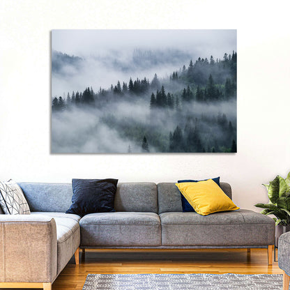 Misty Mountain Pine Forest Wall Art