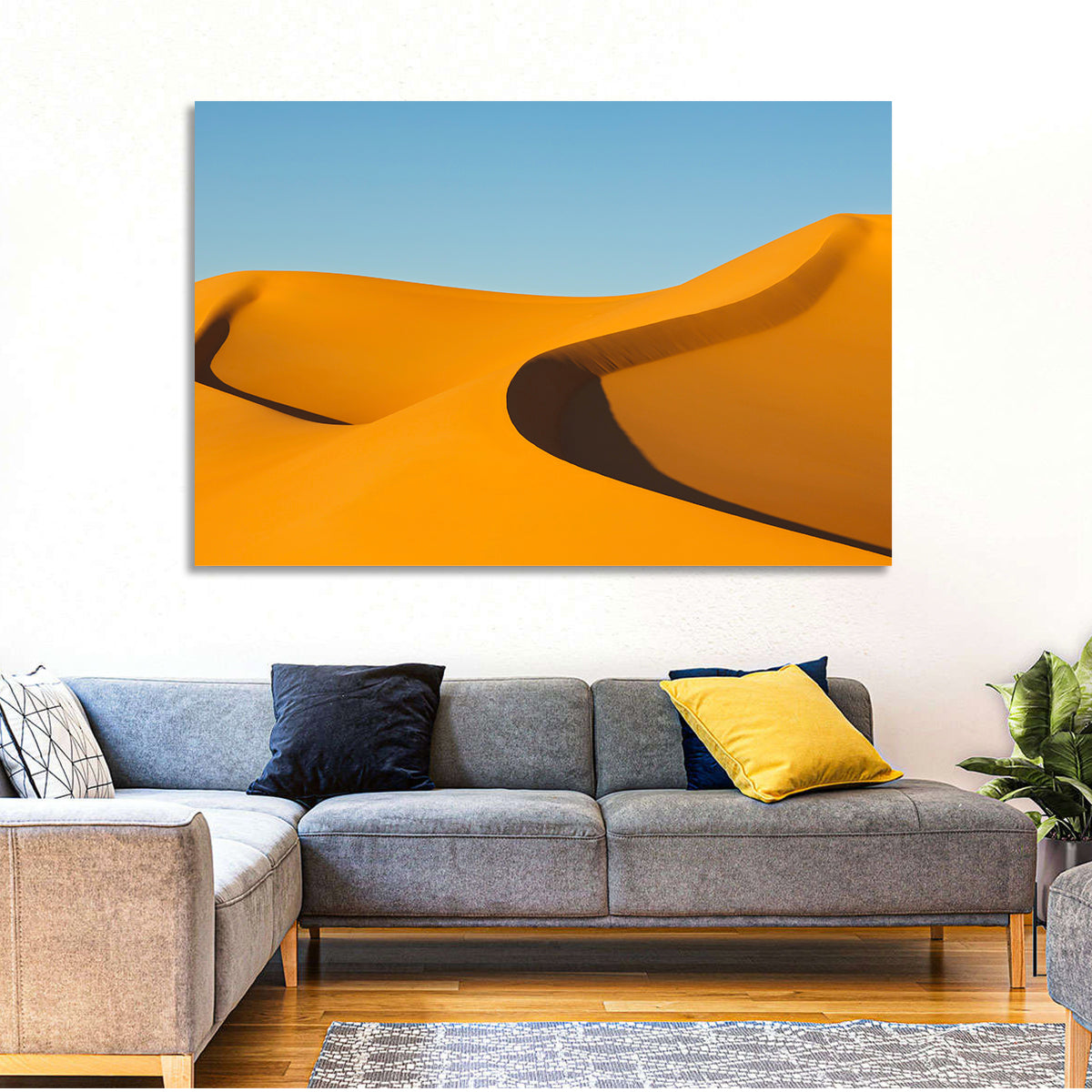 Awbari Golden Dunes Wall Art in a room, landscape