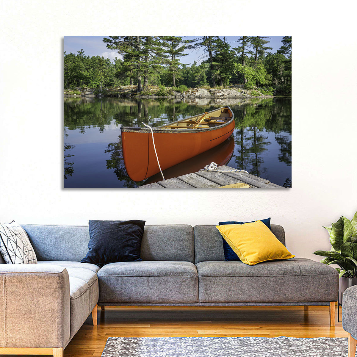 Orange Canoe on Ontario Lake Wall Art