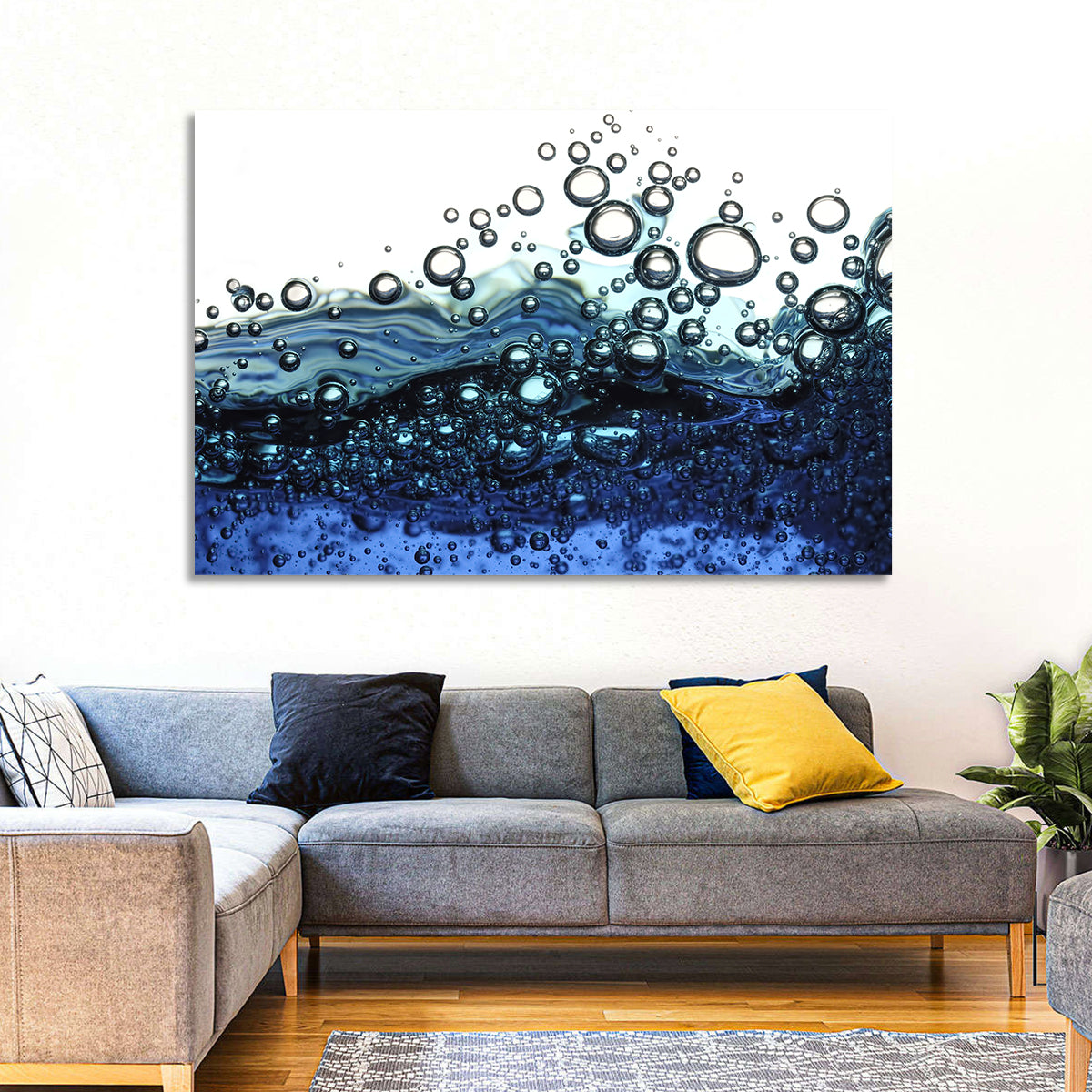 Underwater Bubbles Wall Art in a room, landscape