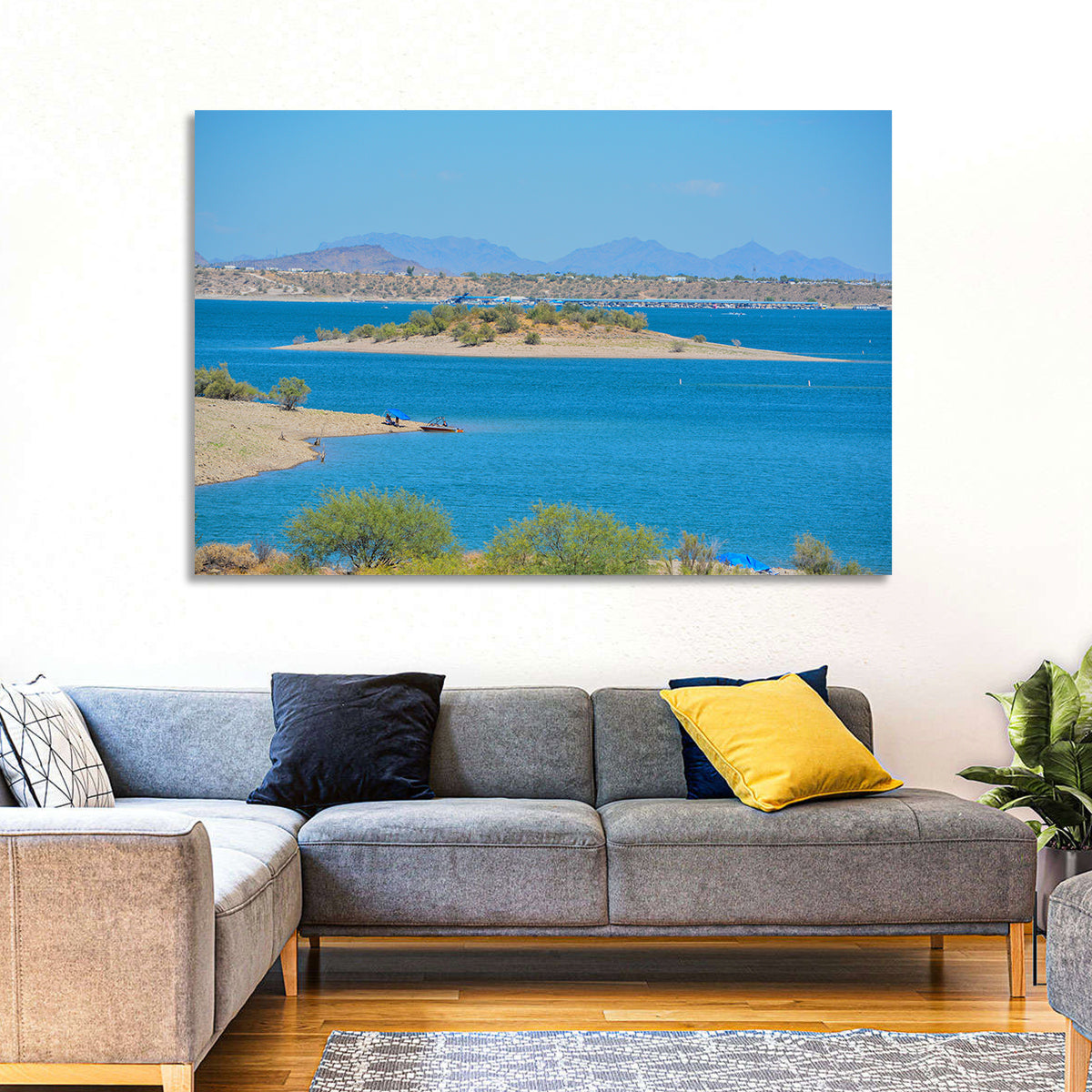 Lake Pleasant Shoreline with Boat Wall Art