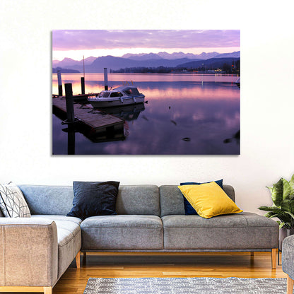 Lake Lucerne Pier at Dusk Wall Art