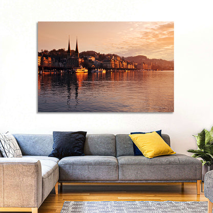 Lucerne Lake Sunset Skyline Wall Art