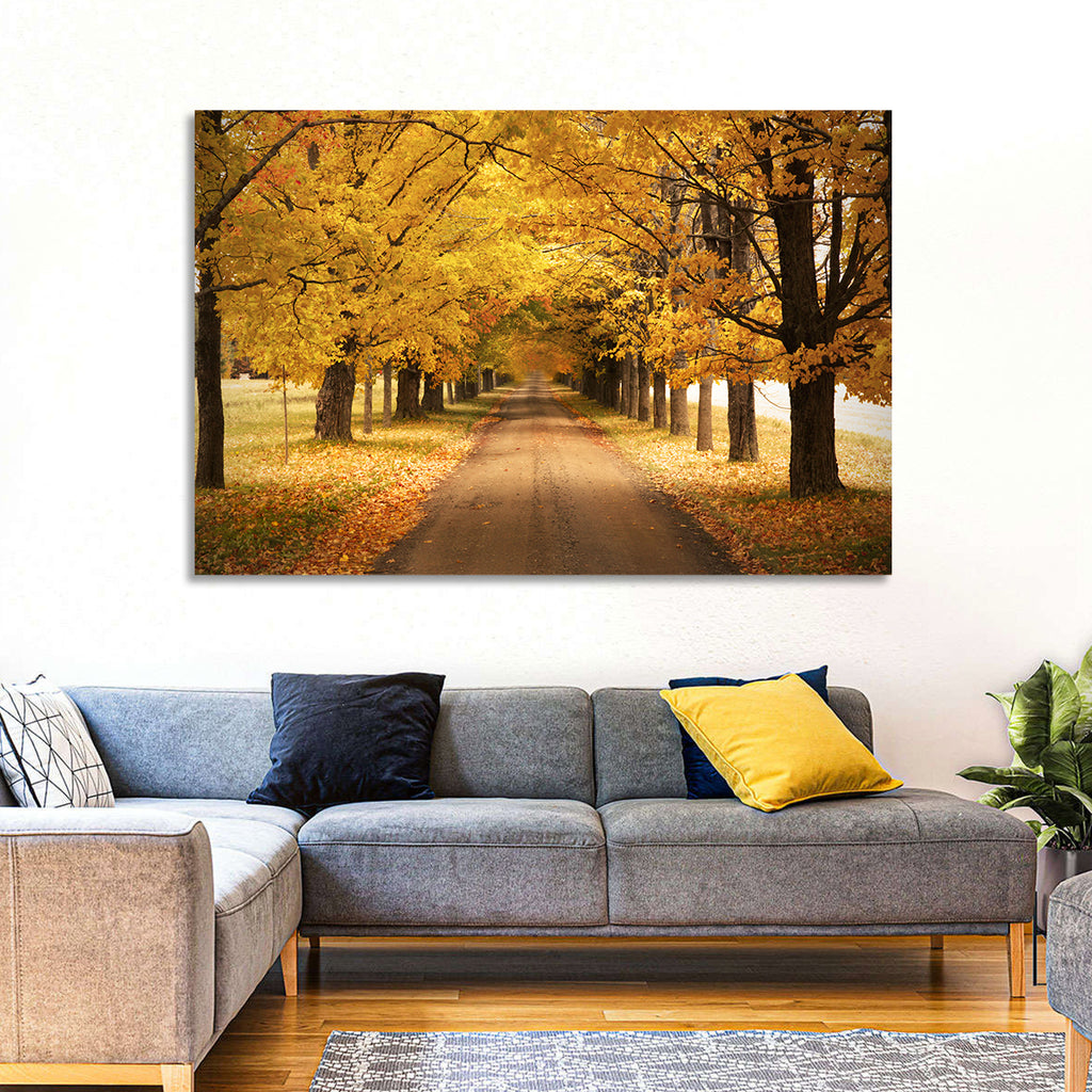 Golden Autumn Road Wall Art